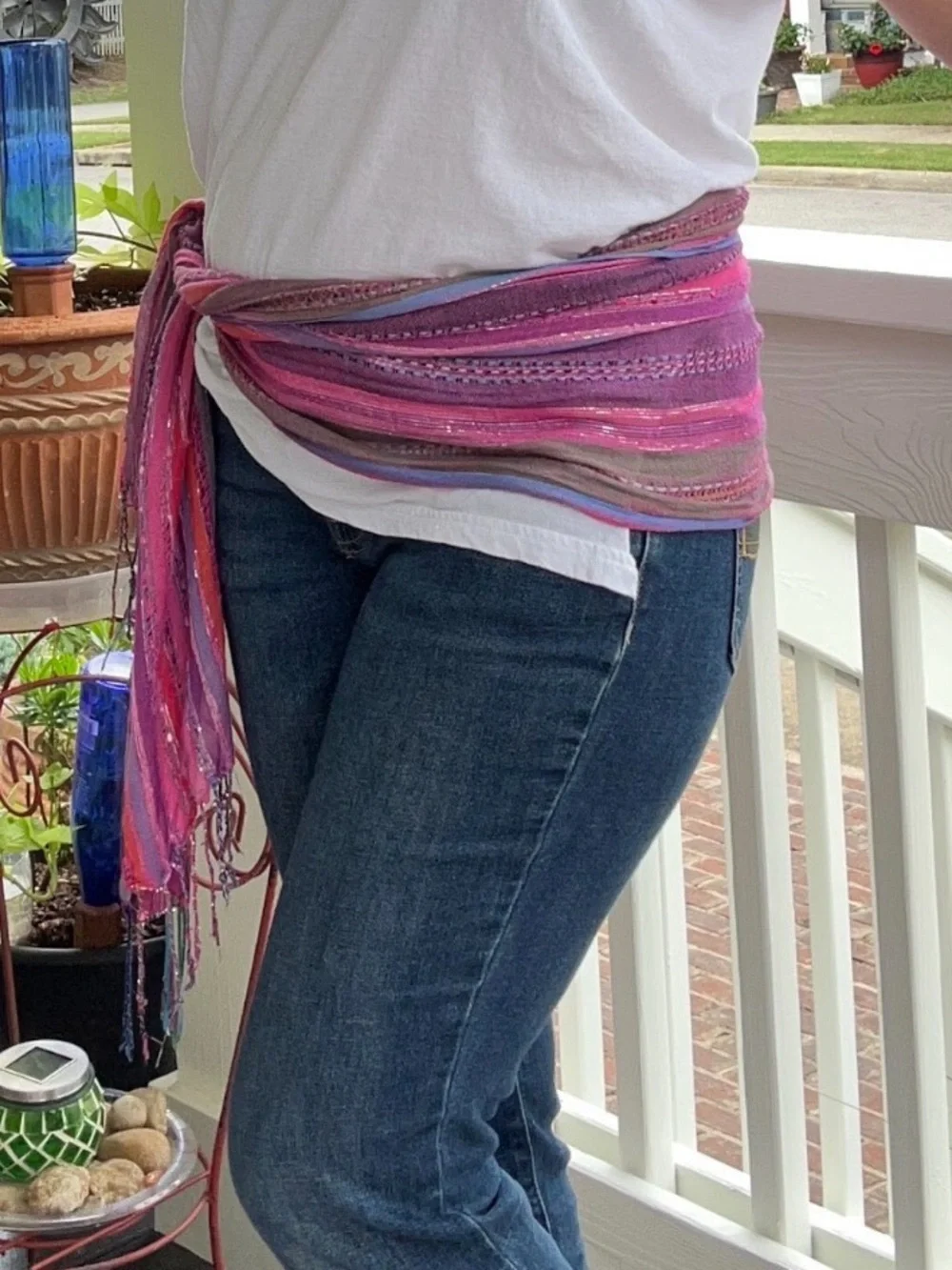 Boho Woven Fringe Scarf | Purple, Pink Artisan Wrap| Soft Lightweight